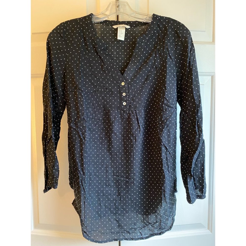 H&M Mama Maternity, XS, Black and White Polka Dot Top